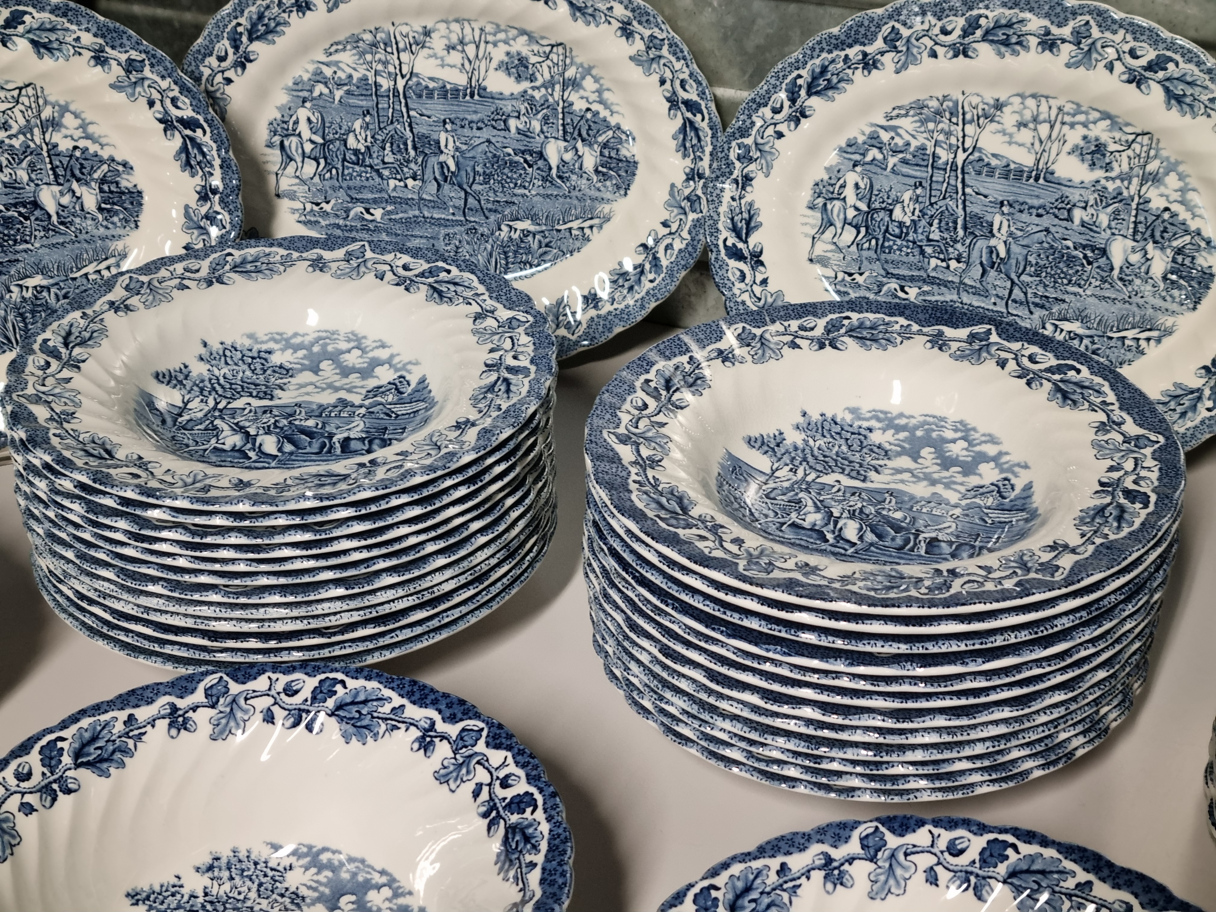Engels blauw Jachtservies Myott's Country Life Eetservies 24 persoons