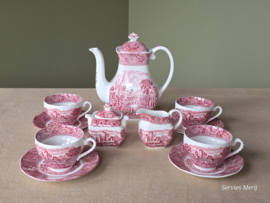 Engels rood Enoch Wedgwood River Scene koffieservies theeservies 4 personen
