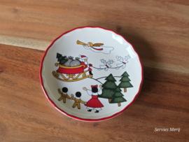 Engels Mason's Christmas Village 1983 Kerstservies bordje 9,5 cm (afb. arreslee rendieren)