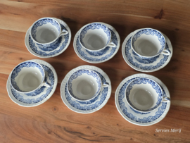 Boerenhoeve blauw Societe Ceramique set 6x kop en schotel