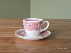 Villeroy en Boch Burgenland rood koffie kop en schotel (zwart stempel)