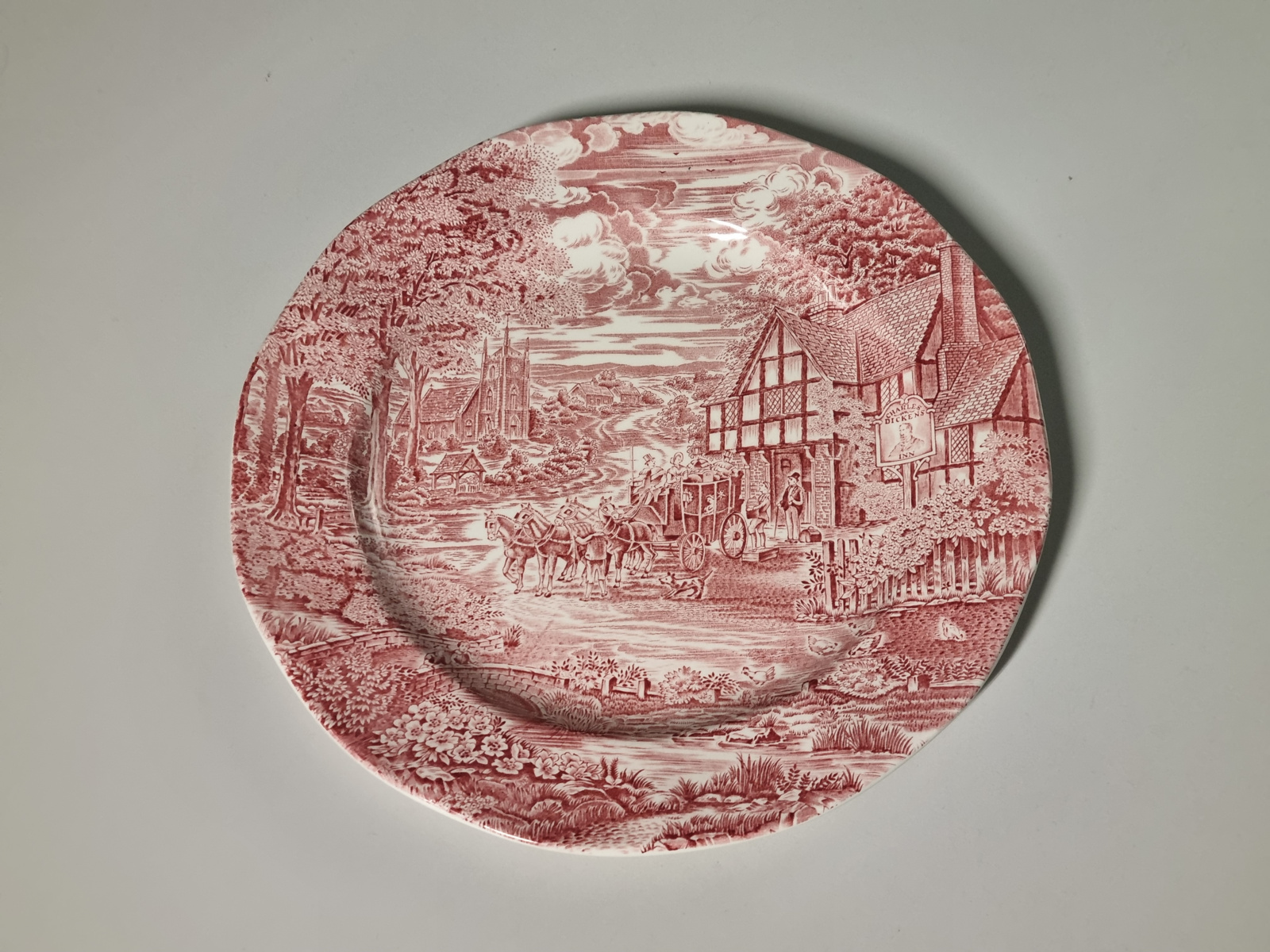 Engels rood Dickens Coaching Days Serveerbord 28 cm