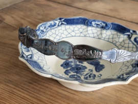 Societe Ceramique Butterflij bonbonschaaltje met zilveren greep