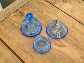 Glas Vintage Kaptafel setje donkerblauw 3 delig