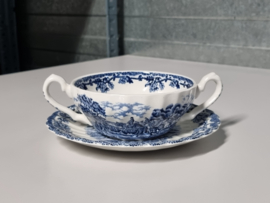 Engels blauw Myott's Country Life Soepkom met schotel