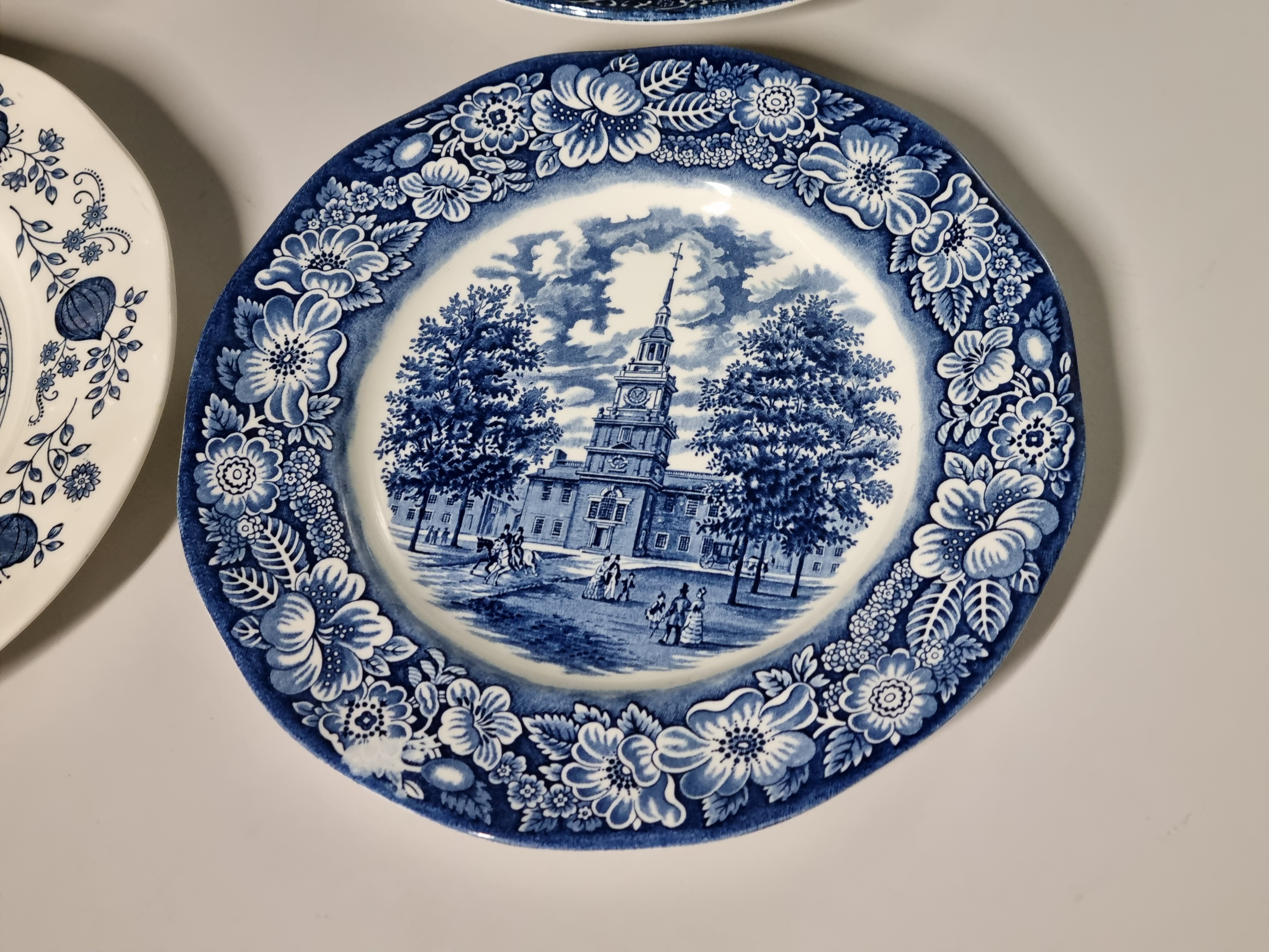 Engels blauw Set 6x mix & match plat dinerbord 25 cm