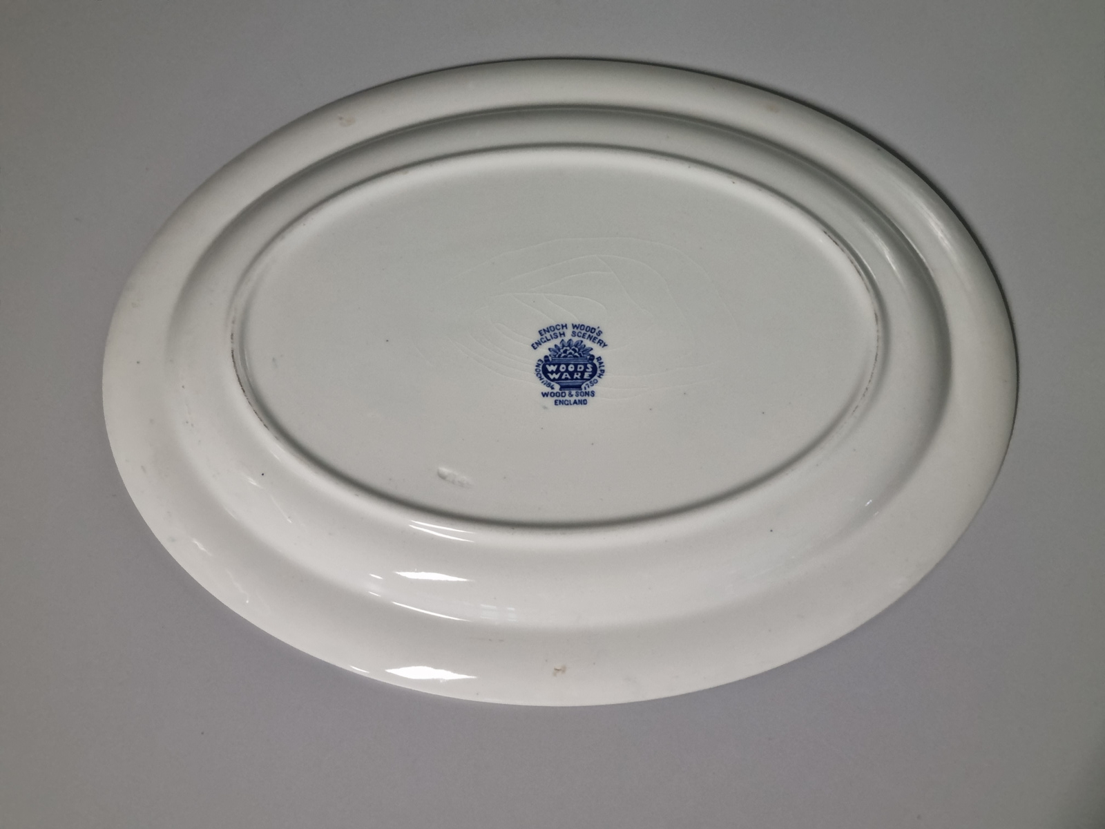 Engels blauw Woods Ware middelgrote Serveerschaal 36,5 cm