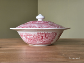 Engels rood Enoch Wedgwood Dickens Coaching Days dekschaal terrine