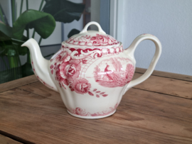 Peacock rood Societe Ceramique Theepot (creme)