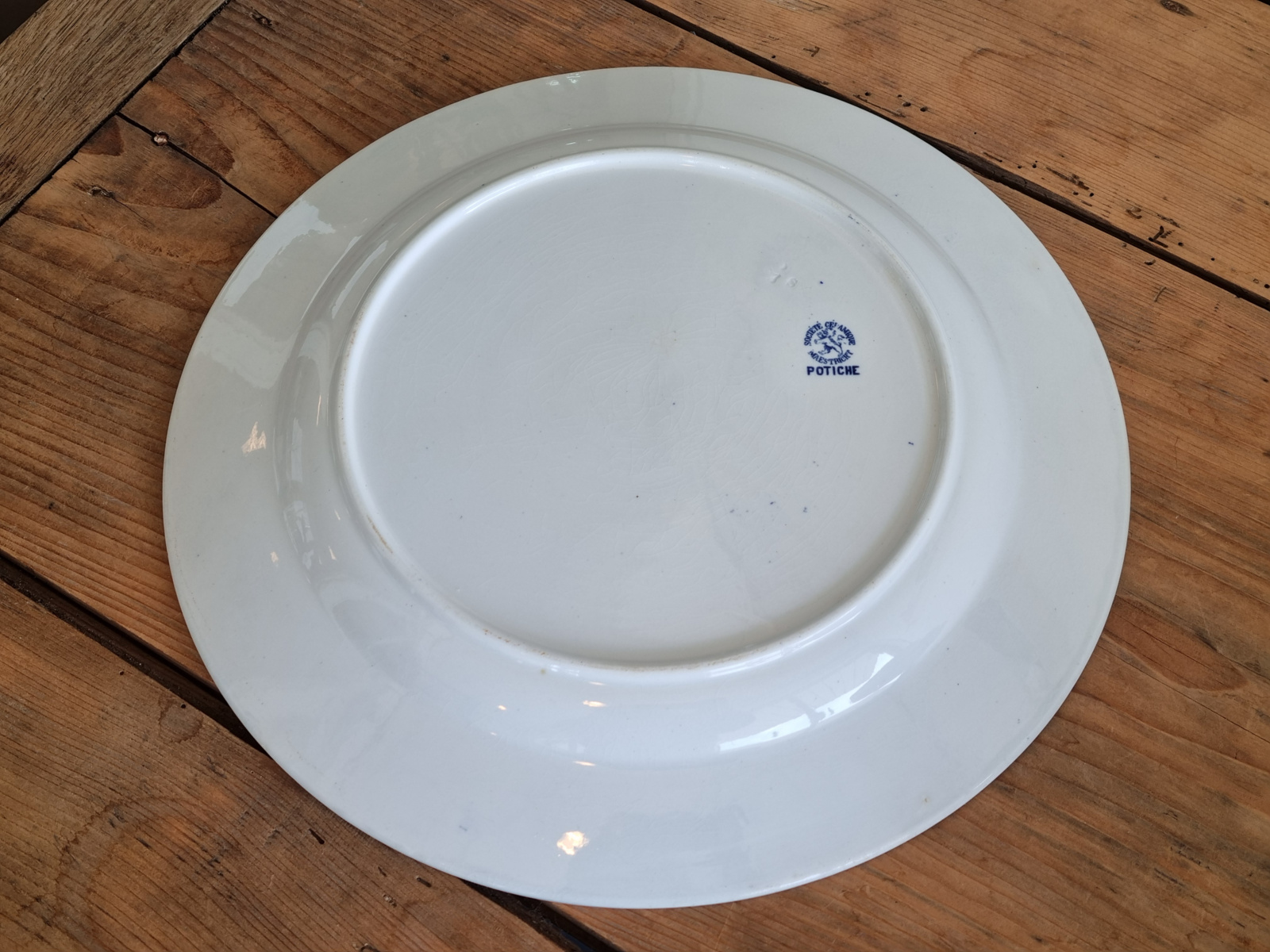 Potiche blauw Societe Ceramique groot bord 32,5 cm