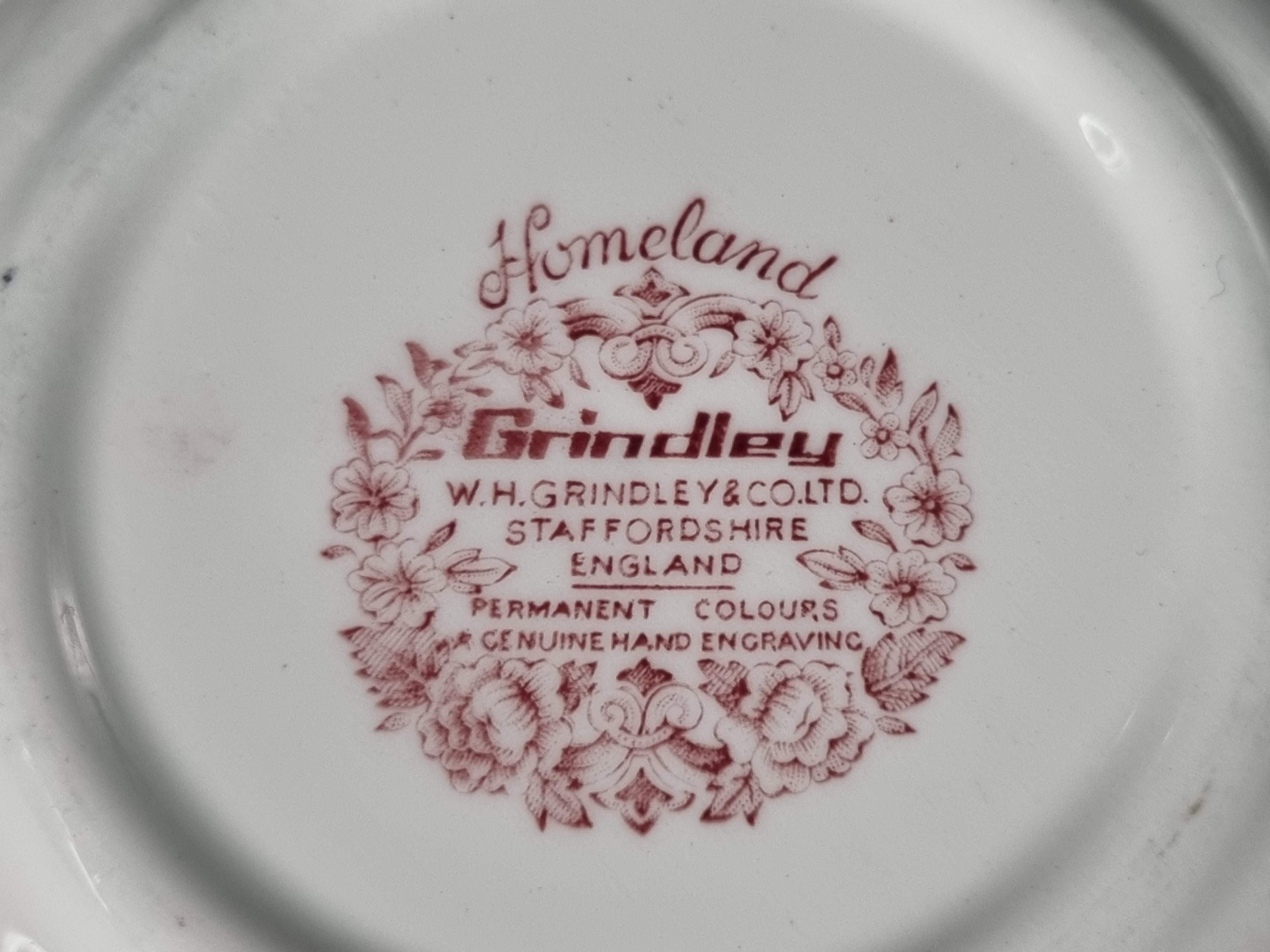 Engels rood Grindley Homeland hoge ronde schaal 21 cm