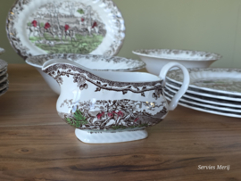 Engels bruin Jachtservies Myott's Country Life complete dinerset 5 personen
