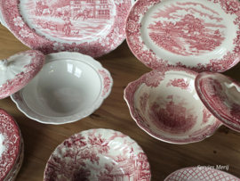 Engels rood Mix & Match compleet dinerservies 6 personen 30 delen