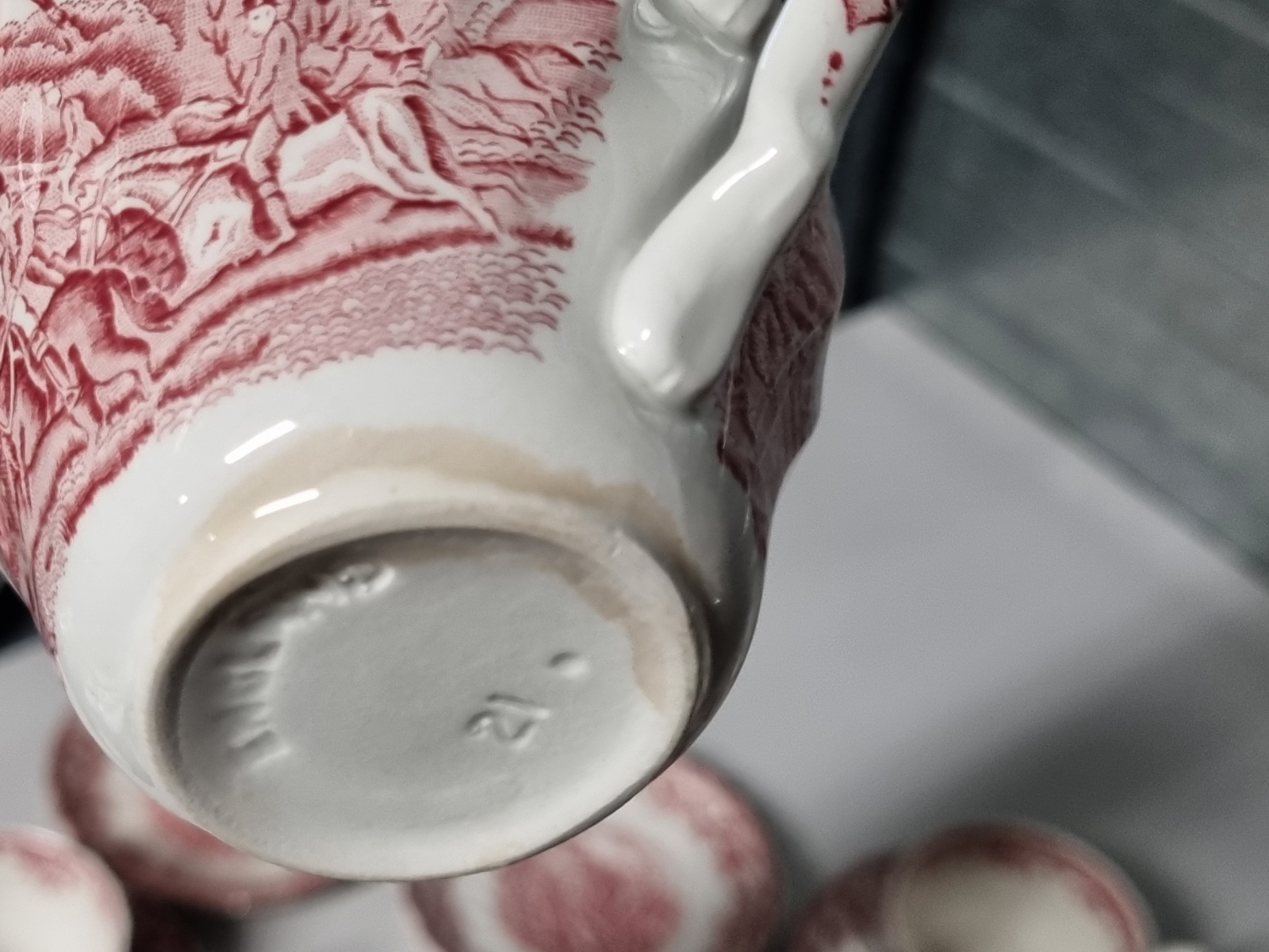 Engels rood Jachtservies Myott's Country Life set 10x Kop en schotel (B-keus!)