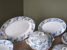 Frans Longwy blauw Rejane compleet Eetservies 8-pers.