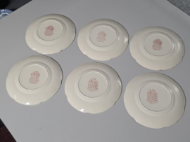 Engels rood Johnson Bros Olde English Countryside set 6x ontbijtbord 20 cm
