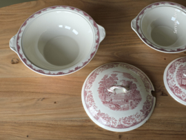 Engels rood Olde England Royal Tudor Ware Set 2x dekschaal