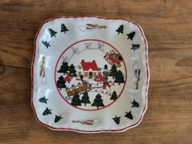Engels Mason's Christmas Village 1983 Kerstservies Serveerschaal (vierkant)