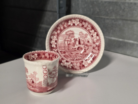 Engels Copeland Spode's Tower rood set 8x espresso kop en schotel