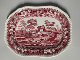 Engels Copeland Spode's Tower rood rechthoekige schaal 33 cm