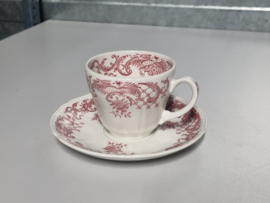 Villeroy en Boch Valeria rood Koffie Kop en schotel, bruin stempel