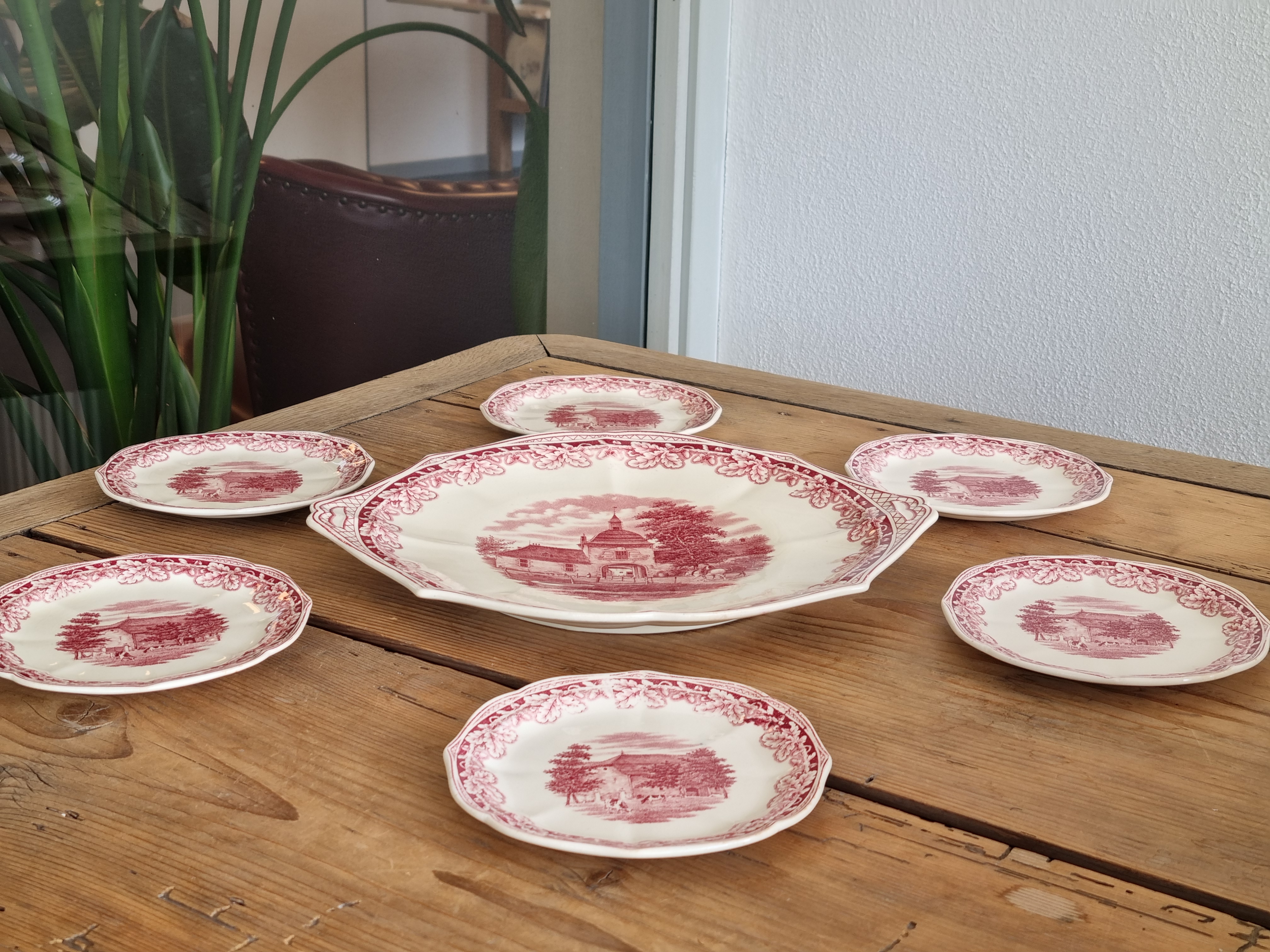 Boerenhoeve Rood Societe Ceramique gebakstel 6 persoons