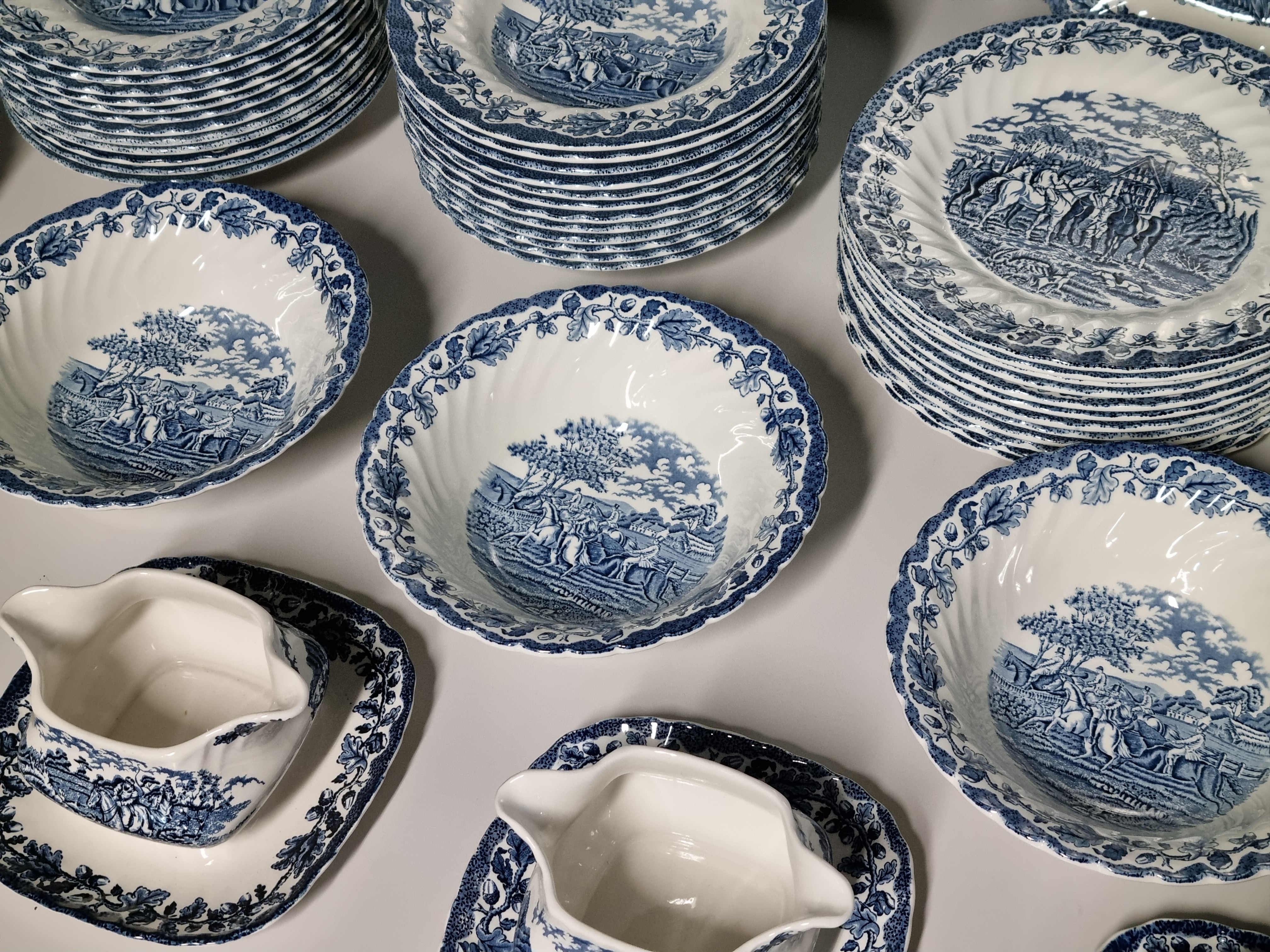 Engels blauw Jachtservies Myott's Country Life Eetservies 24 persoons