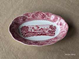 Engels rood Enoch Wedgwood River Scene ovaal schaaltje 20,5 cm