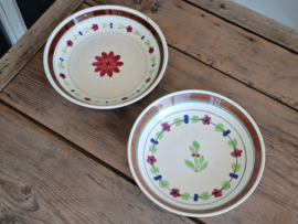 Apart Boerenbont Societe Ceramique set 2x Rijstschaal  26,5 cm Bruine rand
