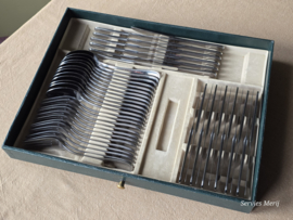 Complete bestekset 12 personen Inox parelrand 66 delen