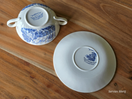 Engels blauw Barrats Old Castle Elizabethan Soepkom met schotel