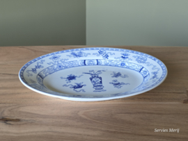 Potiche blauw Petrus Regout ovale schaal 29 cm