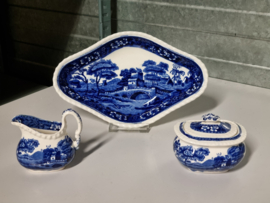 Engels Copeland Spode's Tower  blauw Ontbijtservies 6-pers