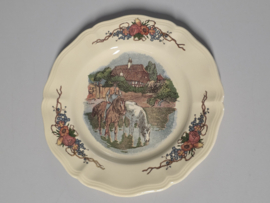 Frans Sarreguemines Obernai onbijtbord 21,5 cm (paarden)