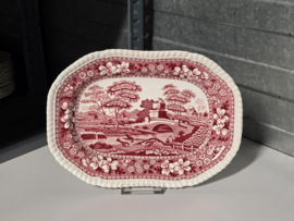 Engels Copeland Spode's Tower rood rechthoekige schaal 27 cm