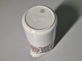 Societe Ceramique Bloem geblokt rood met zwart Waterkan Vaas