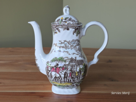 Engels bruin ingekleurd Jachtservies Myott's Country Life koffiepot theepot