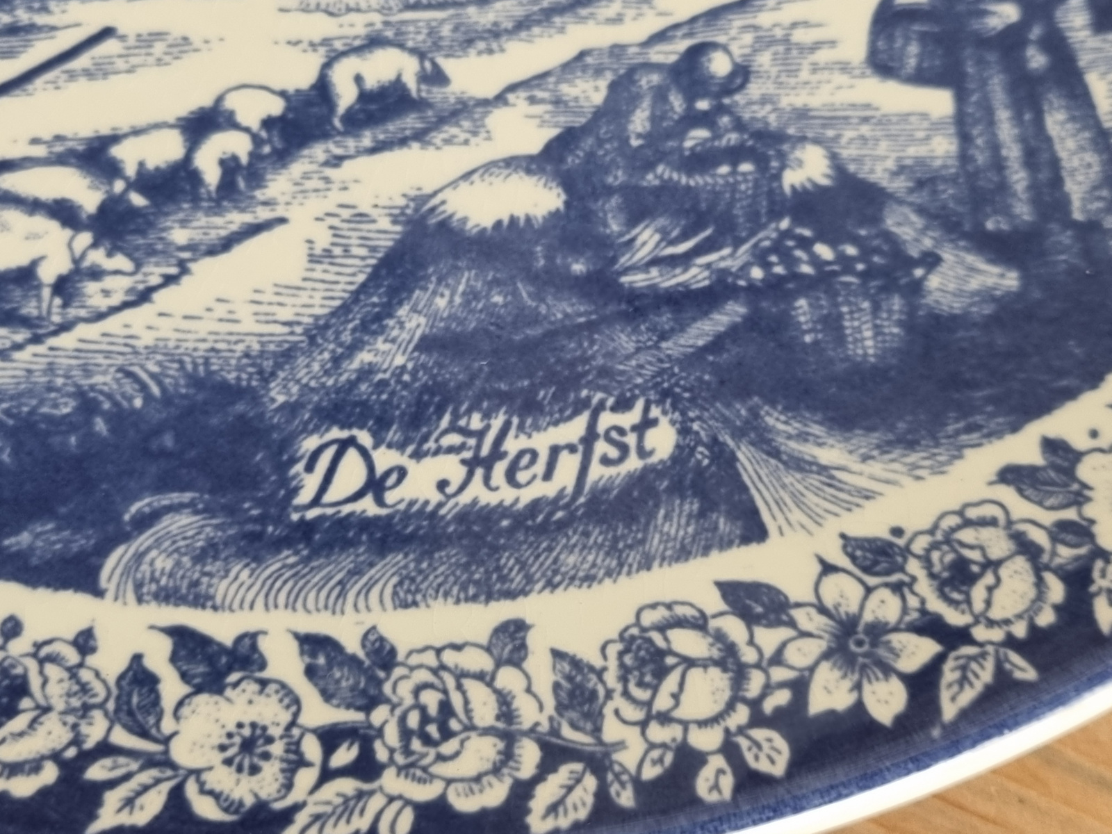 Wandbord Delfts Blauw decor De Herfst 30 cm