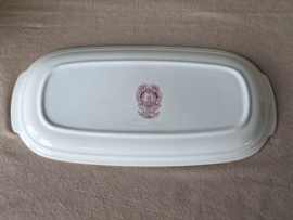 Regout Castillo Old England rood schaal 33 cm (rechthoekig) met greepjes