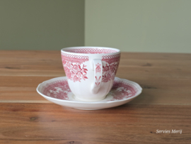 Villeroy en Boch Burgenland rood koffie kop en schotel (zwart stempel)