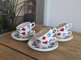 Boerenbont Boch set 6x thee kop en schotel (zwarte stempel)