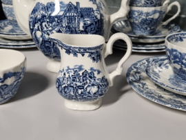 Engels blauw Jachtservies Myott's Country Life Koffieservies Ontbijtservies 8-pers.