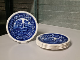 Engels Copeland Spode's Tower blauw Set 6x Ontbijtbordje 19,5 cm