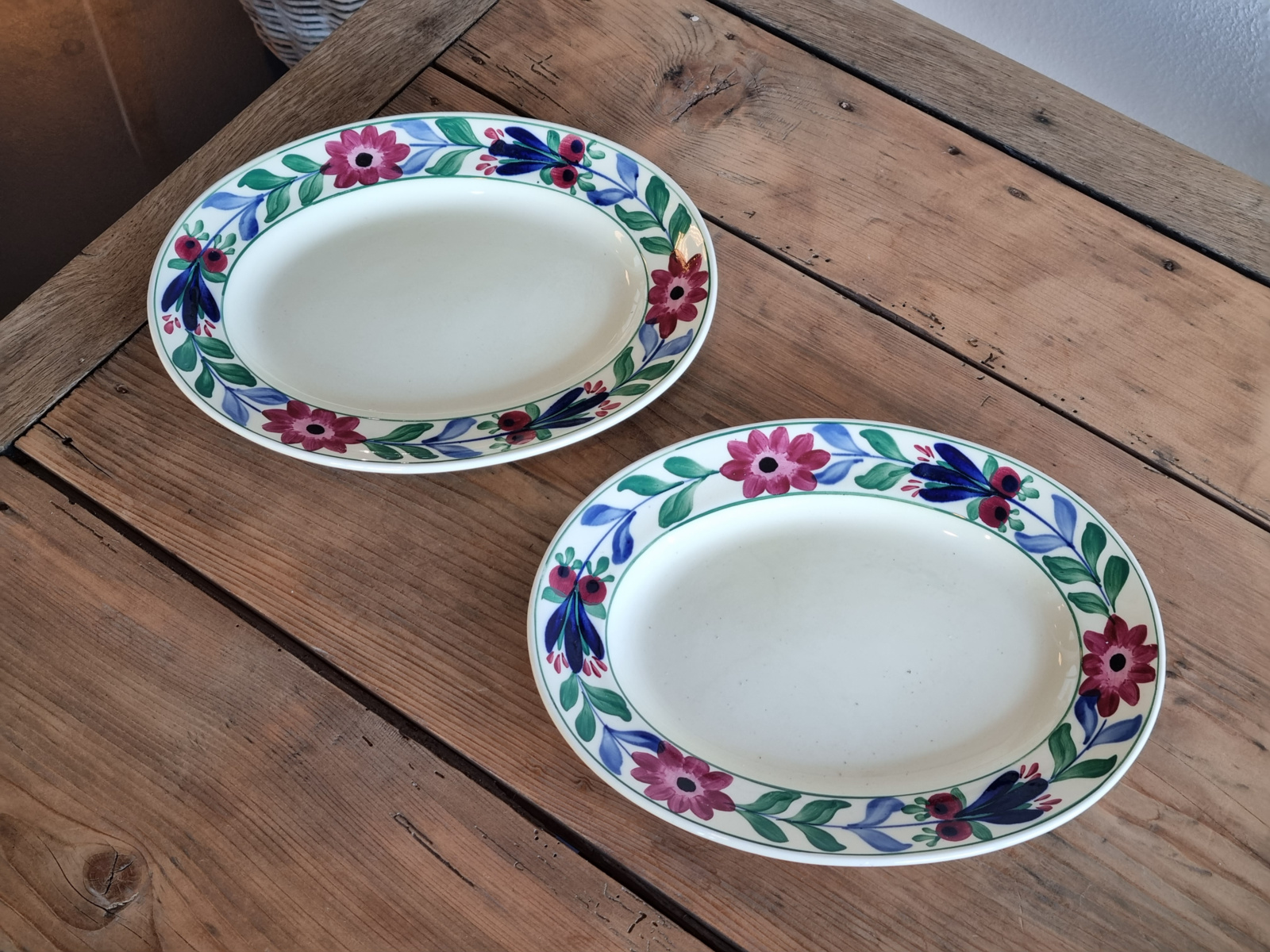 Engels Boerenbont Adderleys set 2x ovale schaal 28,5 cm