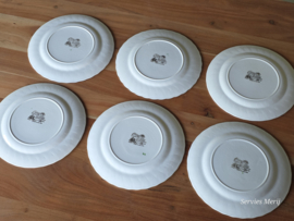 Engels bruin ingekleurd Jachtservies Myott's Country Life set 6x plat dinerbord 25 cm (met verkleuring)