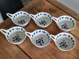 Vintage Figgjo Flint Norway decor Menu set 6x Serveerschaaltje met greep 13 cm