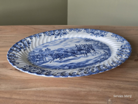 Engels blauw Johnson Bros Coaching Scenes ovale schaal 35,5 cm