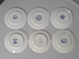 Engels blauw Mix & Match Set 6x ontbijtbord 19,5 - 20,5 cm