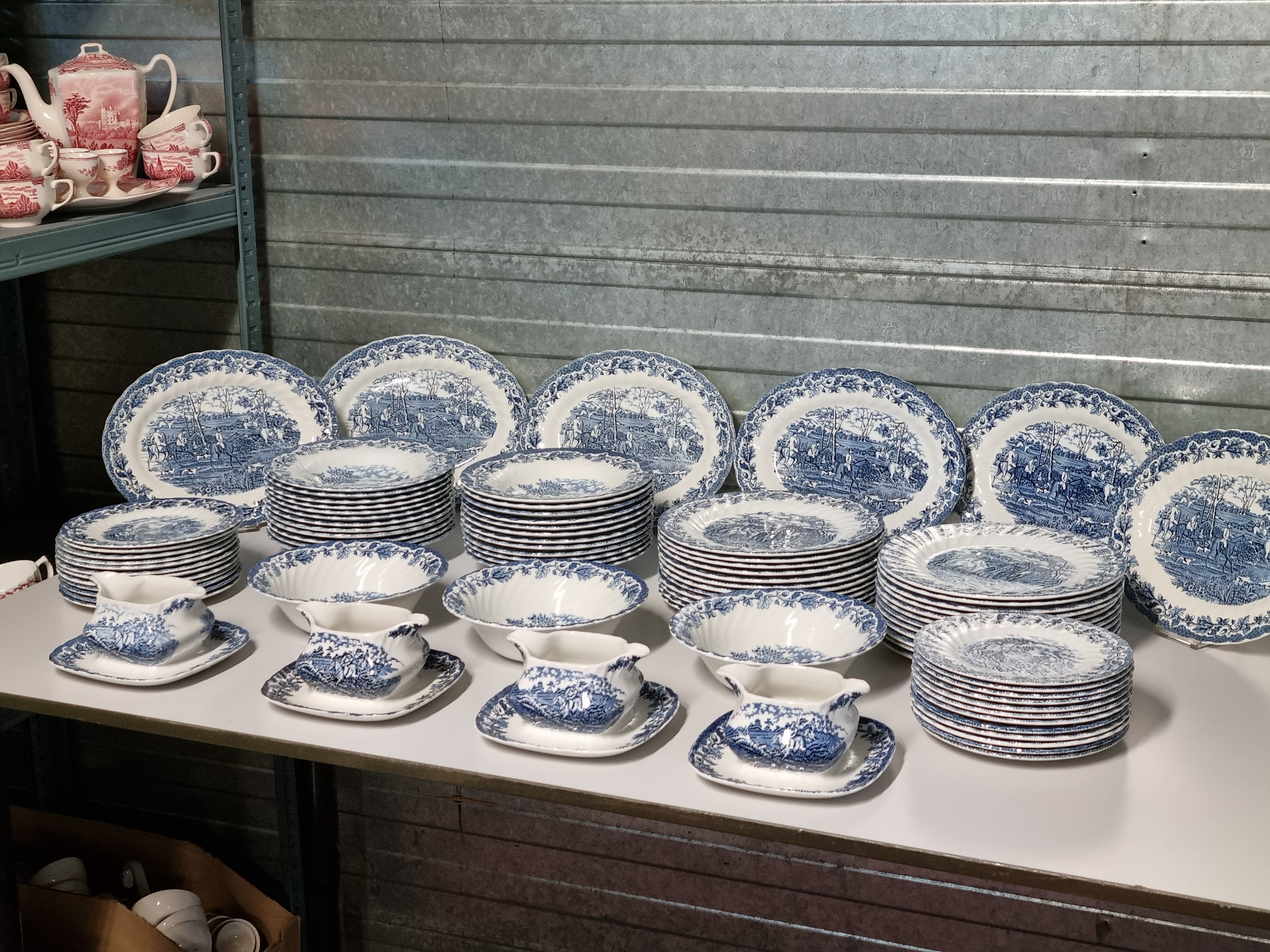 Engels blauw Jachtservies Myott's Country Life Eetservies 24 persoons