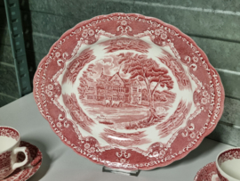 Engels rood Grindley Country Inns Koffieservies 8 persoons